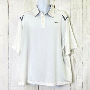 Nike Men's size XL Short Sleeved Polo Golf Shirt White Gray Trim